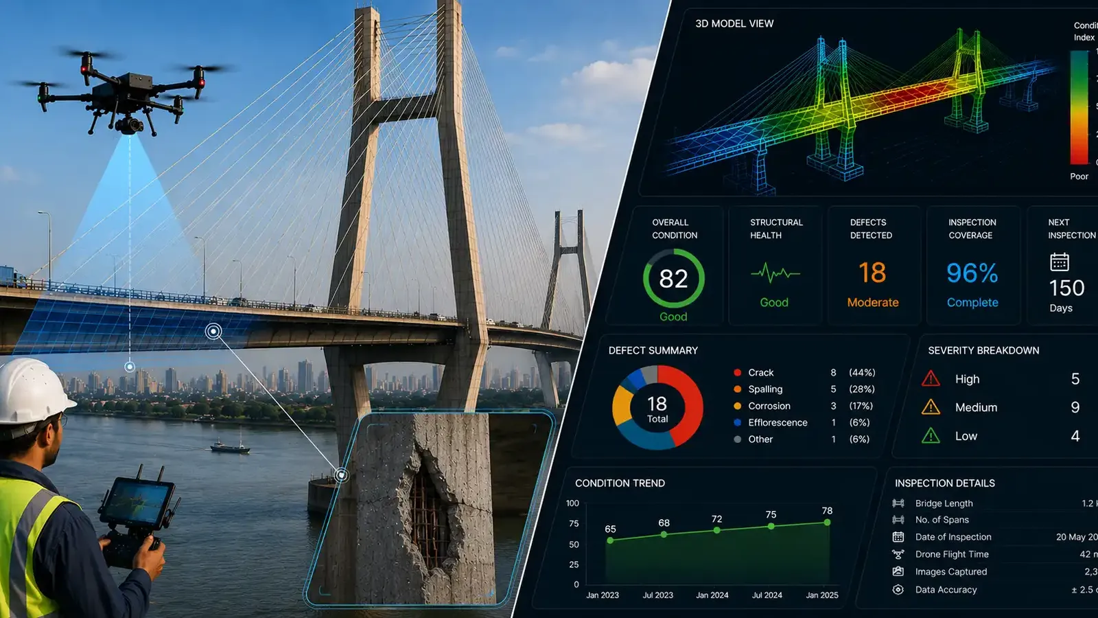 Bridge inspection with drones